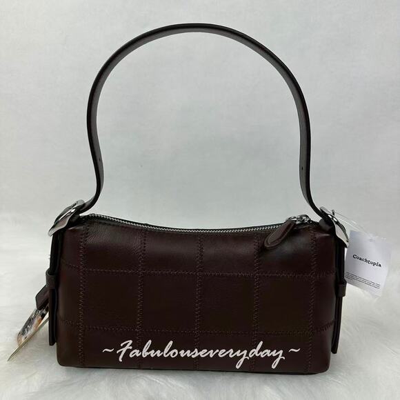 Coach Alter/Ego Small Slouchy Shoulder Bag In Checkerboard Upcrafted Leather NWT - Picture 4 of 12